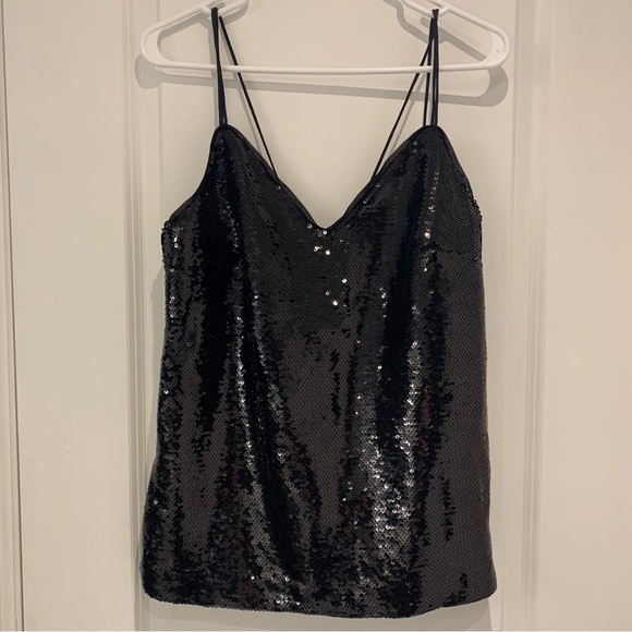 H&M V-Neck Sequined Strap Tank Top - Picture 2 of 5